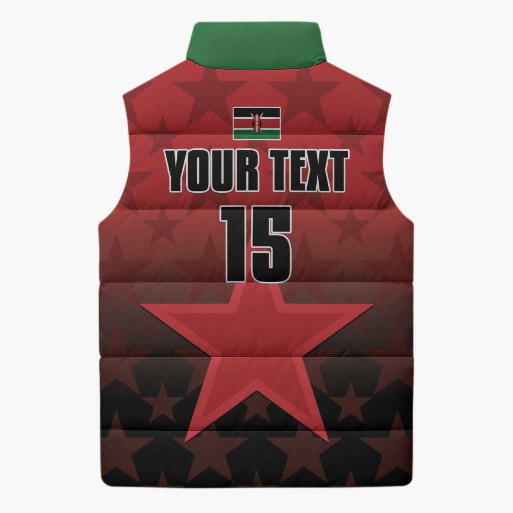 Custom Kenya Football Sleeveless Puffer Jacket Go Harambee Stars - Red Jersey