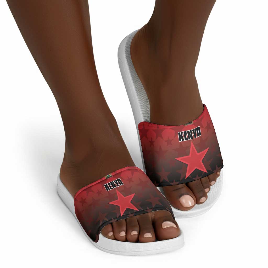 Kenya Football Slide Sandals Go Harambee Stars - Red Jersey