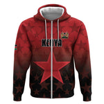 Custom Kenya Football Zip Hoodie Harambee Harambee Stars - Red Jersey - African Pride