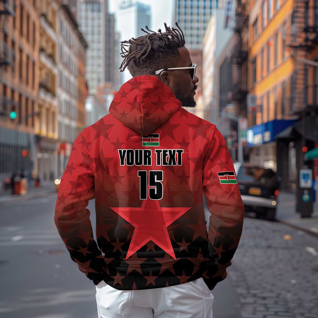 Custom Kenya Football Zip Hoodie Harambee Harambee Stars - Red Jersey - African Pride