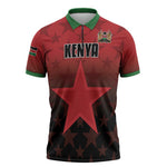 Custom Kenya Football Zipper Polo Shirt Go Harambee Stars - Red Jersey