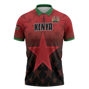 Custom Kenya Football Zipper Polo Shirt Go Harambee Stars - Red Jersey