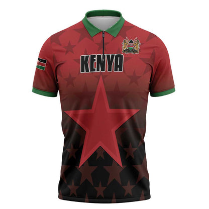 Custom Kenya Football Zipper Polo Shirt Go Harambee Stars - Red Jersey