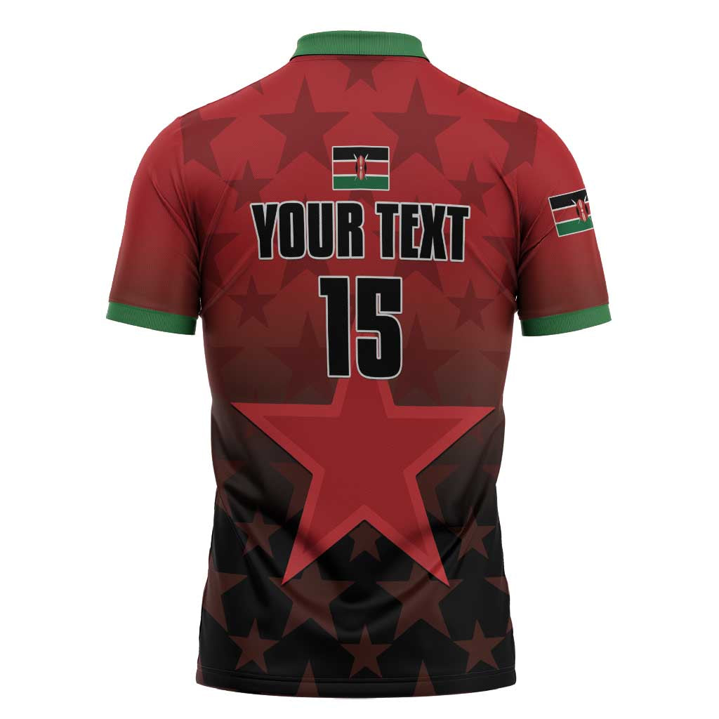 Custom Kenya Football Zipper Polo Shirt Go Harambee Stars - Red Jersey