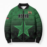 Custom Kenya Football Bomber Puffer Jacket Go Harambee Stars - Green Jersey