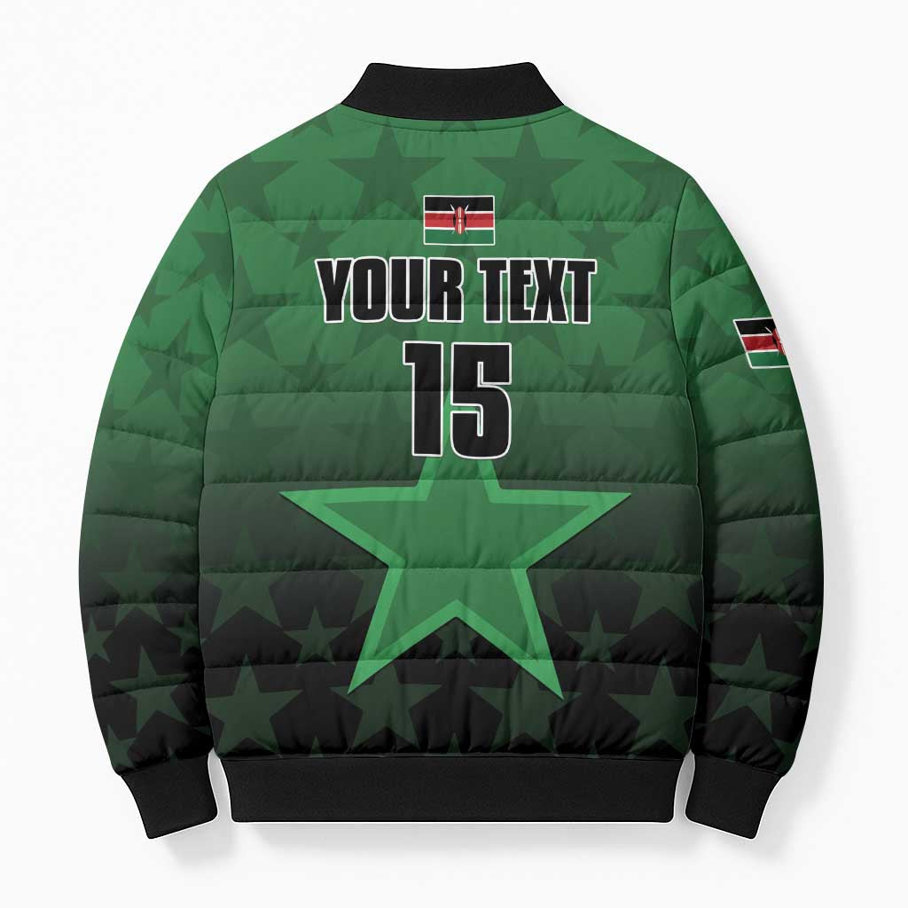 Custom Kenya Football Bomber Puffer Jacket Go Harambee Stars - Green Jersey