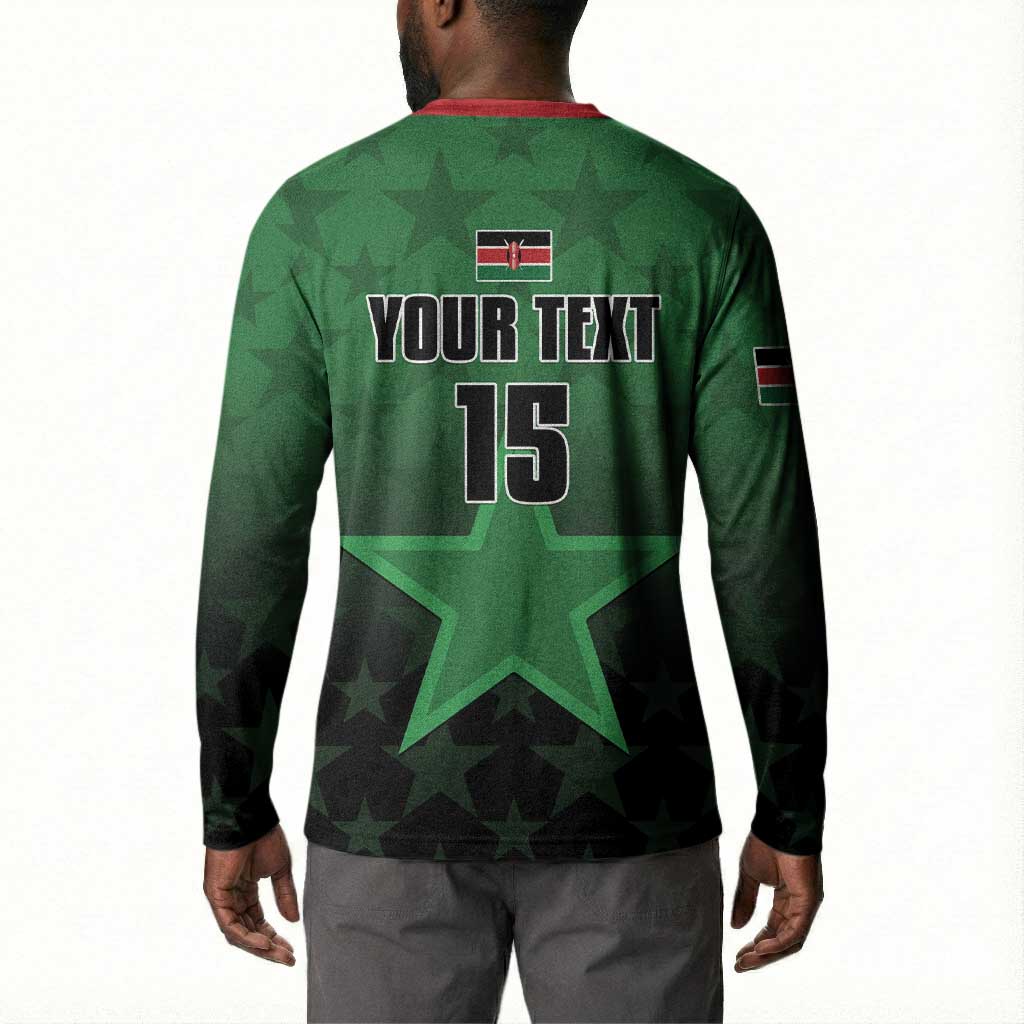 Custom Kenya Football Button Sweatshirt Go Harambee Stars - Green Jersey