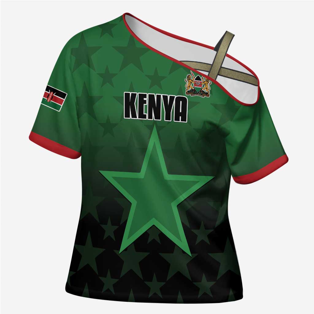 Custom Kenya Football Cross Shoulder Shirt Go Harambee Stars - Green Jersey