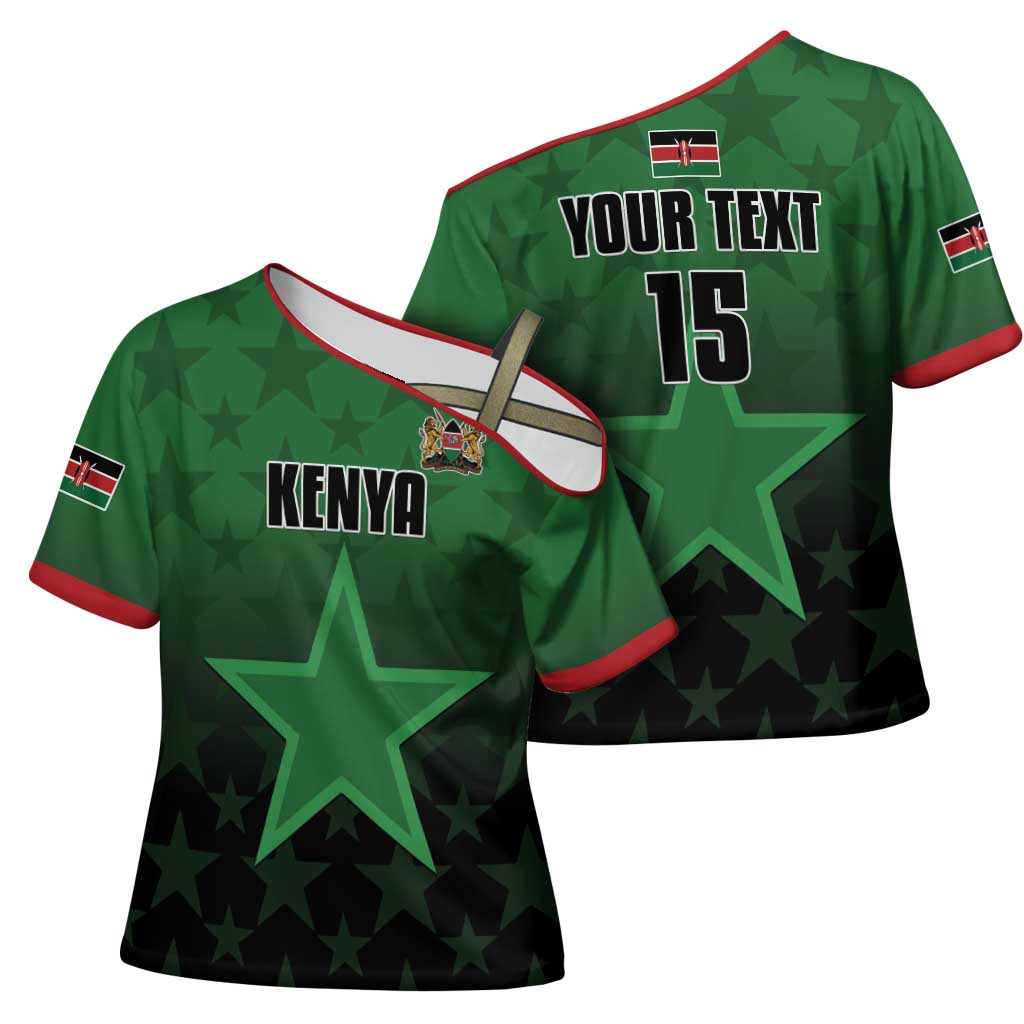 Custom Kenya Football Cross Shoulder Shirt Go Harambee Stars - Green Jersey