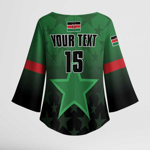 Custom Kenya Football Kimono Sleeve Blouse Go Harambee Stars - Green Jersey