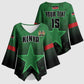 Custom Kenya Football Kimono Sleeve Blouse Go Harambee Stars - Green Jersey