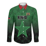 Custom Kenya Football Long Sleeve Button Shirt Harambee Harambee Stars - Green Jersey - African Pride