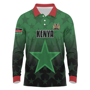Custom Kenya Football Long Sleeve Polo Shirt Harambee Harambee Stars - Green Jersey - African Pride