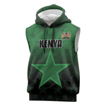 Custom Kenya Football Sleeveless Hoodie Harambee Harambee Stars - Green Jersey - African Pride