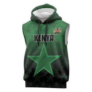 Custom Kenya Football Sleeveless Hoodie Harambee Harambee Stars - Green Jersey - African Pride