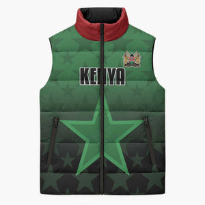 Custom Kenya Football Sleeveless Puffer Jacket Go Harambee Stars - Green Jersey
