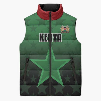 Custom Kenya Football Sleeveless Puffer Jacket Go Harambee Stars - Green Jersey