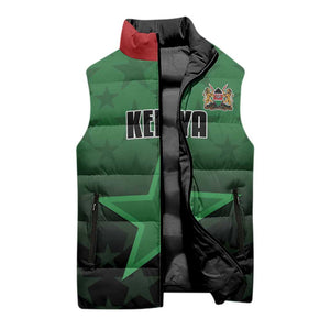 Custom Kenya Football Sleeveless Puffer Jacket Go Harambee Stars - Green Jersey