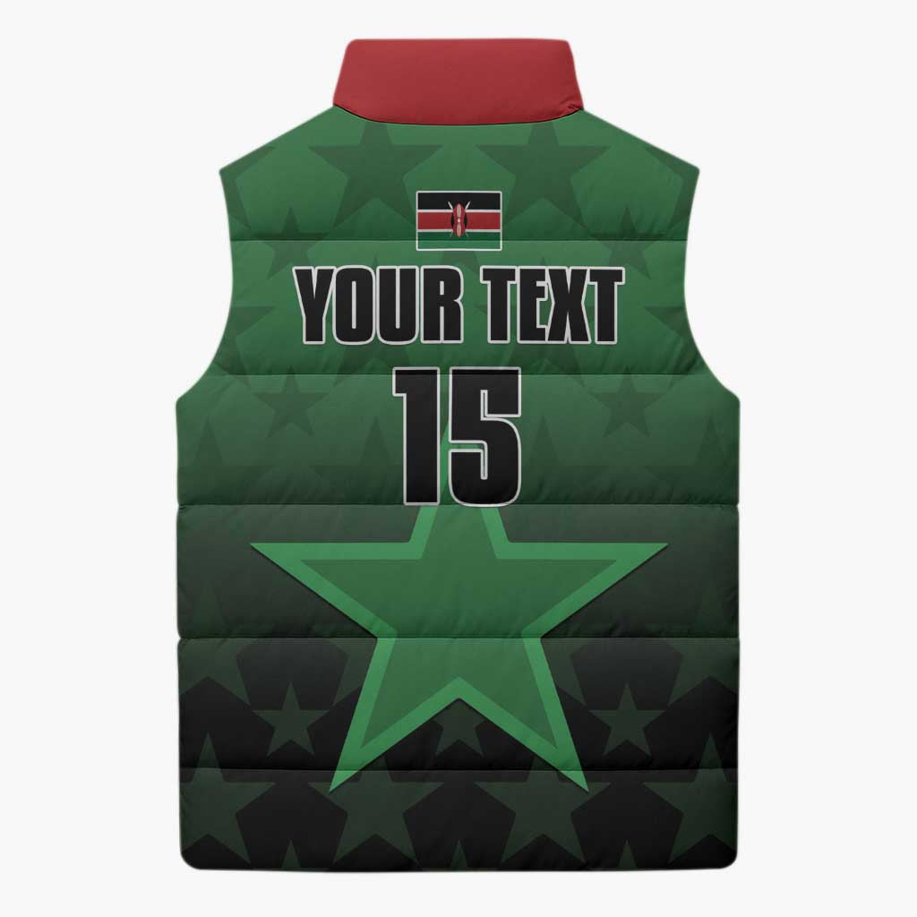Custom Kenya Football Sleeveless Puffer Jacket Go Harambee Stars - Green Jersey