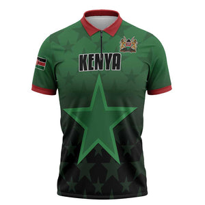 Custom Kenya Football Zipper Polo Shirt Go Harambee Stars - Green Jersey