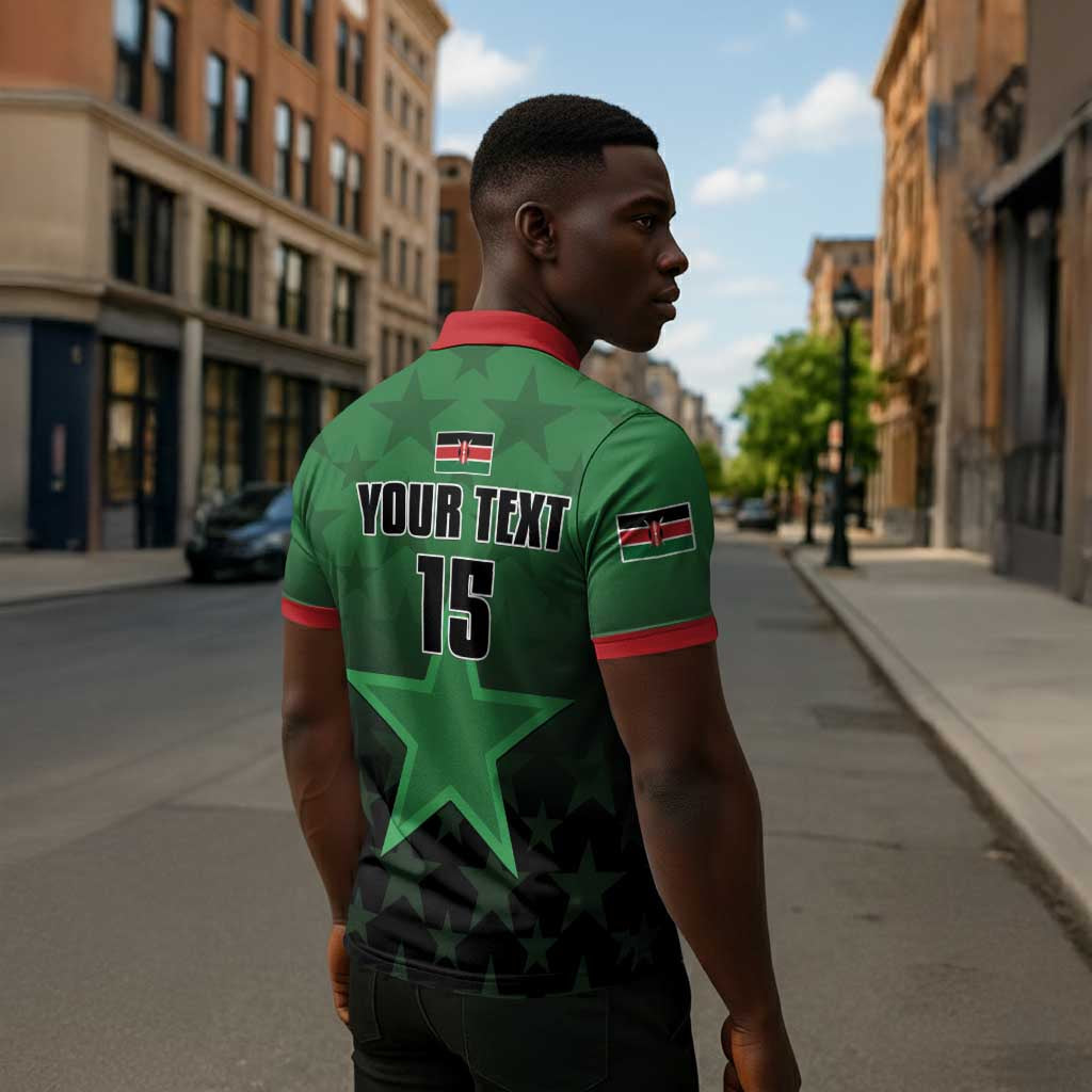 Custom Kenya Football Zipper Polo Shirt Go Harambee Stars - Green Jersey