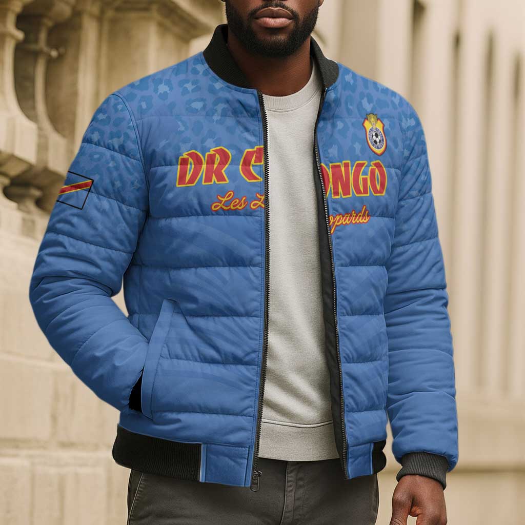 Custom DR Congo Football Bomber Puffer Jacket Come On Les Léopards