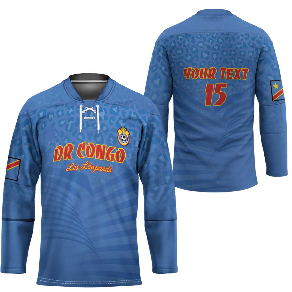 Custom DR Congo Football Hockey Jersey Come On Les Léopards