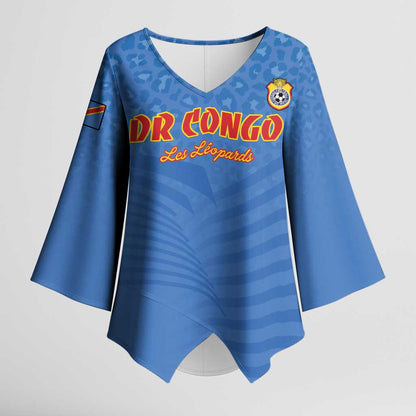 Custom DR Congo Football Kimono Sleeve Blouse Come On Les Léopards