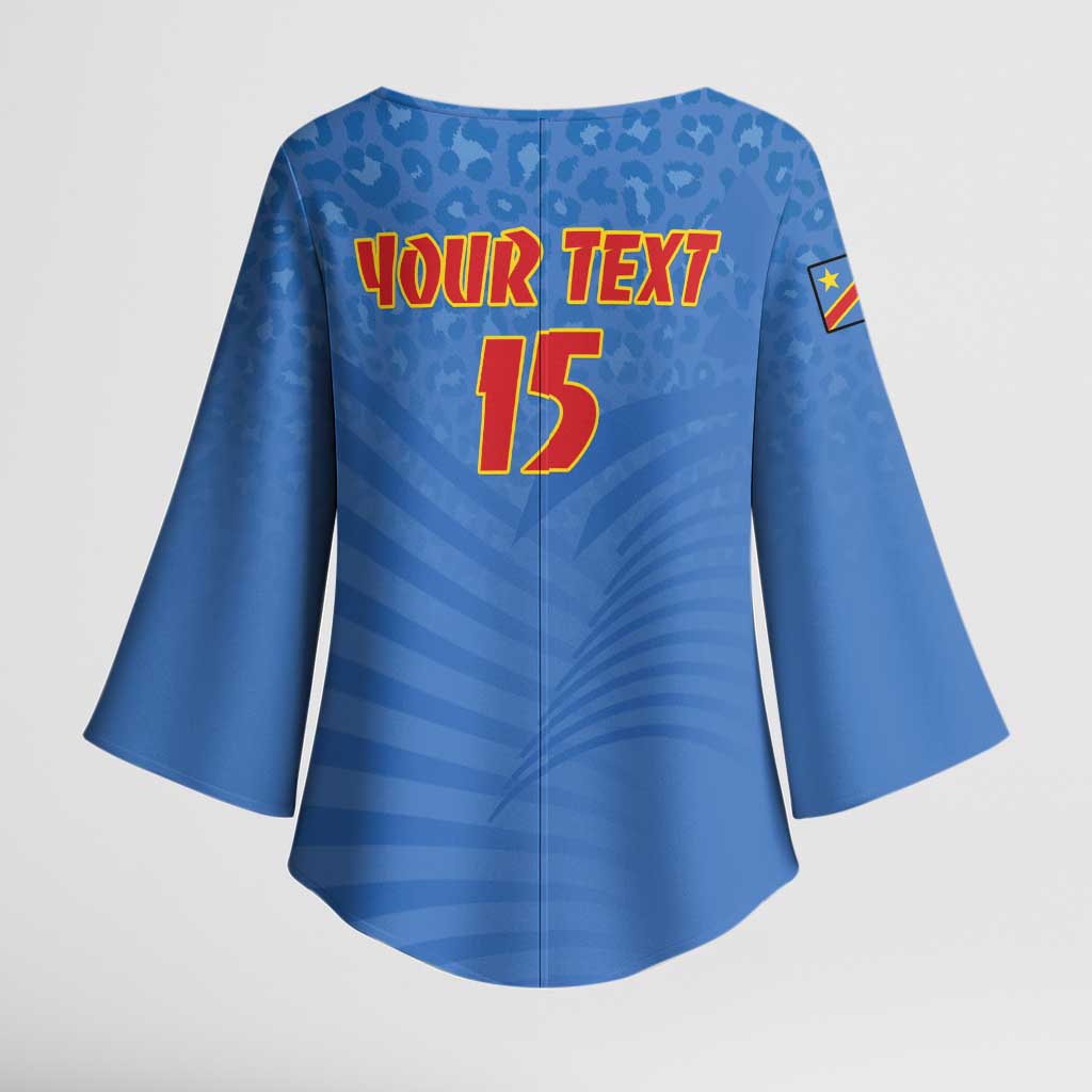 Custom DR Congo Football Kimono Sleeve Blouse Come On Les Léopards