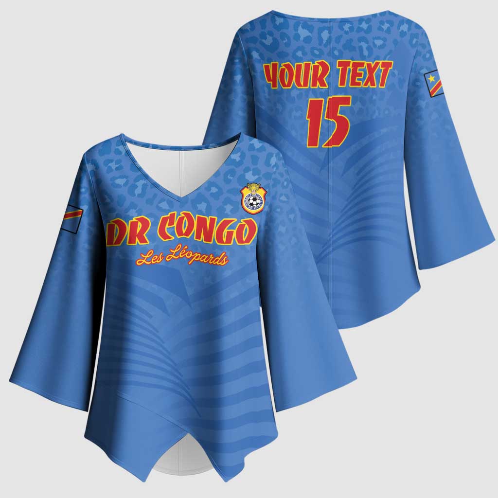 Custom DR Congo Football Kimono Sleeve Blouse Come On Les Léopards