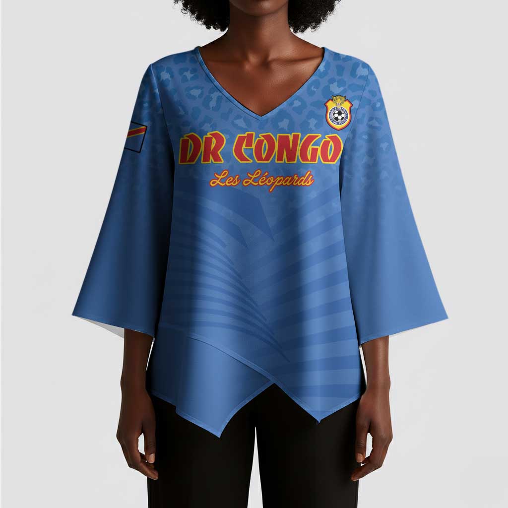 Custom DR Congo Football Kimono Sleeve Blouse Come On Les Léopards