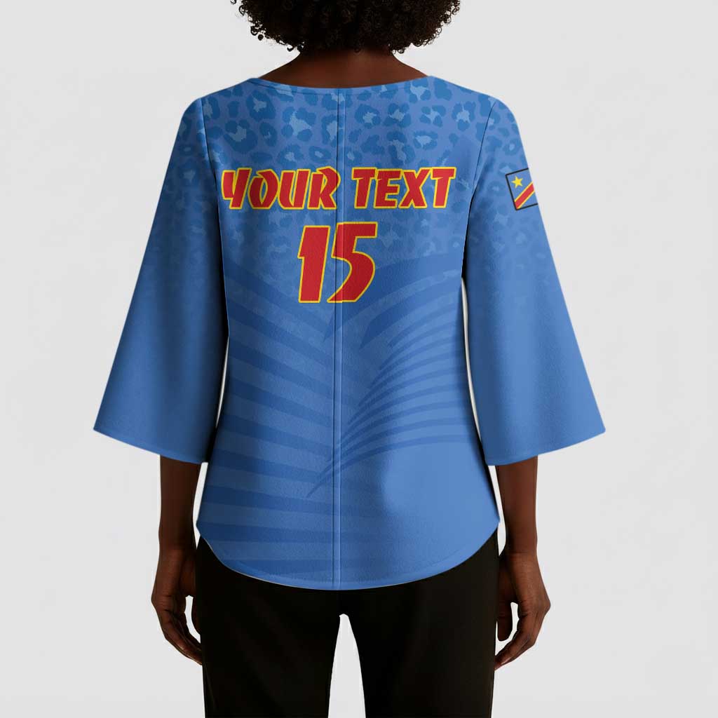 Custom DR Congo Football Kimono Sleeve Blouse Come On Les Léopards