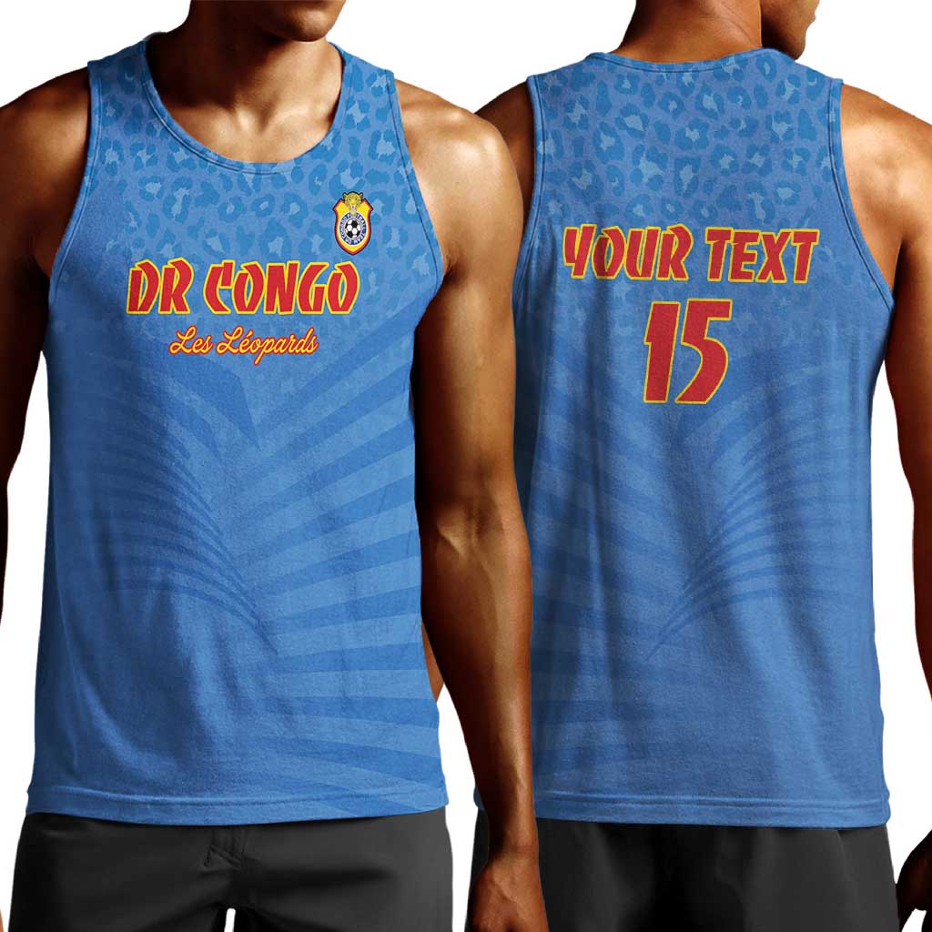 Custom DR Congo Football Men Tank Top Allez Les Léopards - African Pride