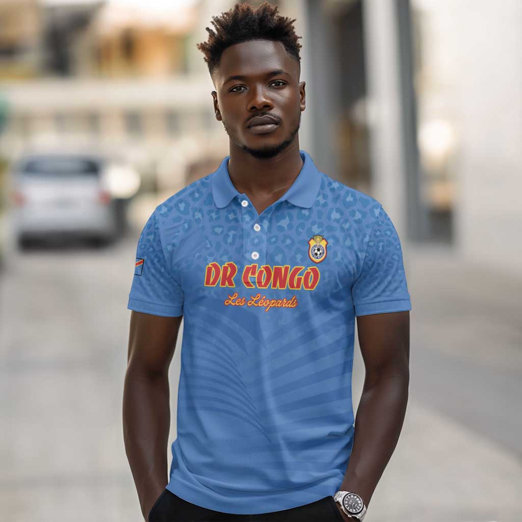 Custom DR Congo Football Polo Shirt Allez Les Léopards - African Pride