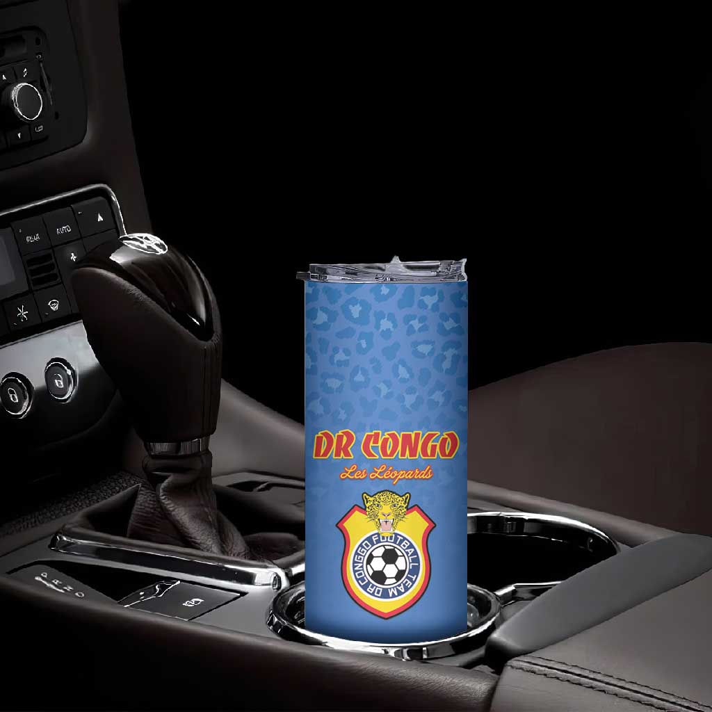 Custom DR Congo Football Skinny Tumbler Allez Les Léopards - African Pride
