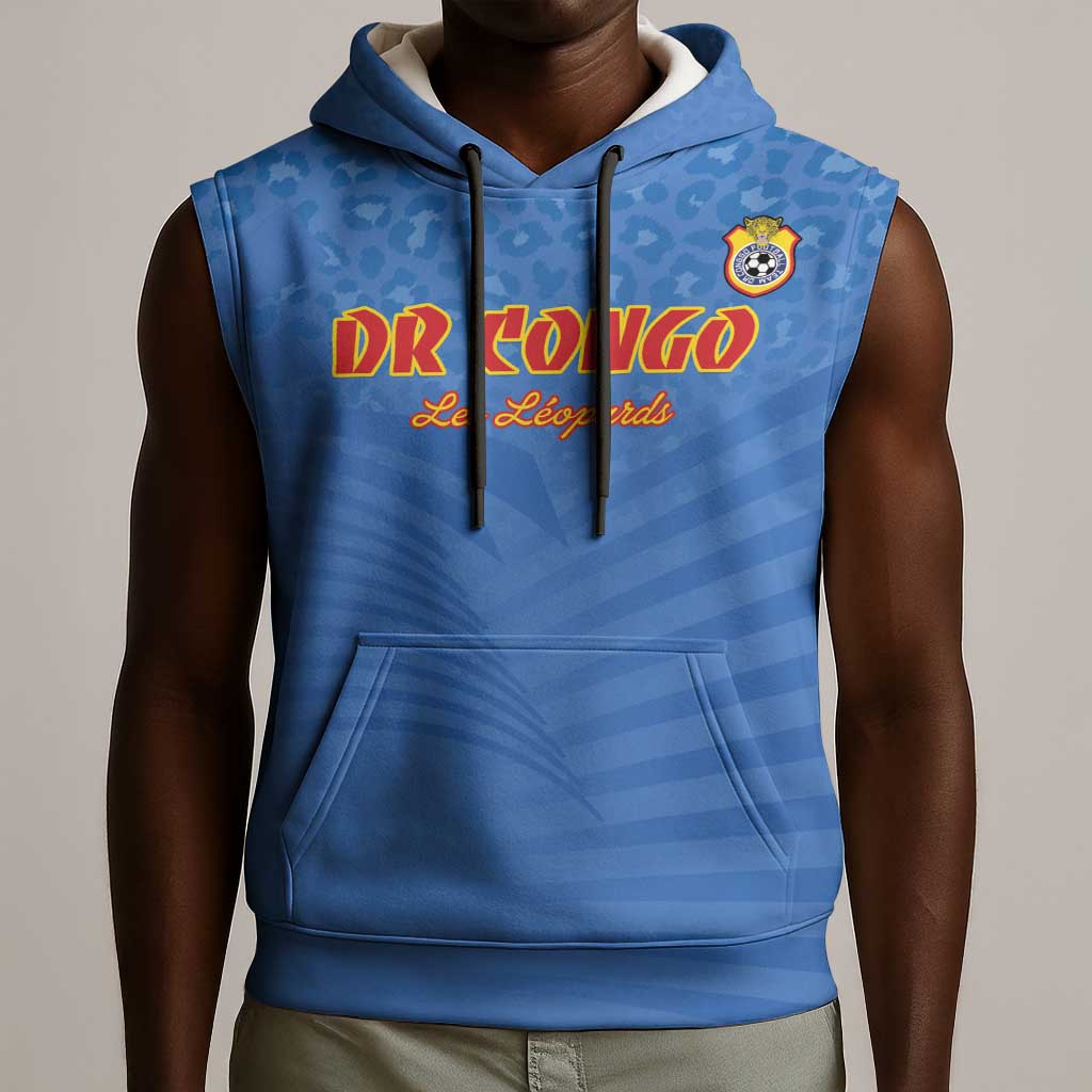Custom DR Congo Football Sleeveless Hoodie Allez Les Léopards - African Pride