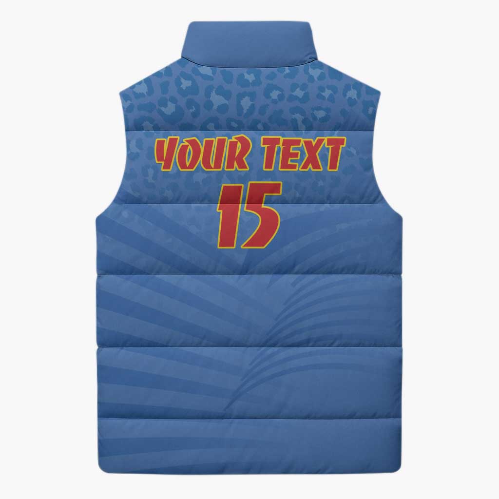 Custom DR Congo Football Sleeveless Puffer Jacket Come On Les Léopards