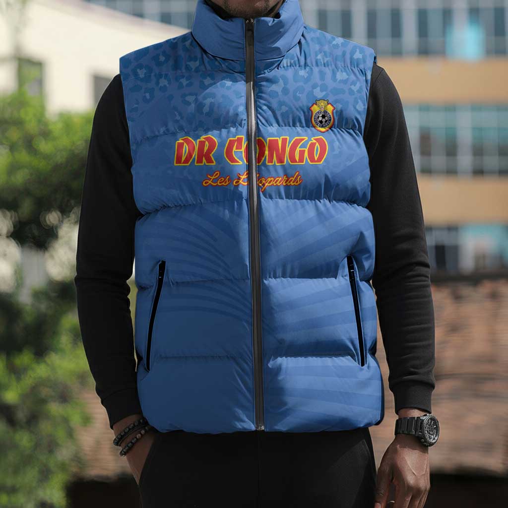 Custom DR Congo Football Sleeveless Puffer Jacket Come On Les Léopards