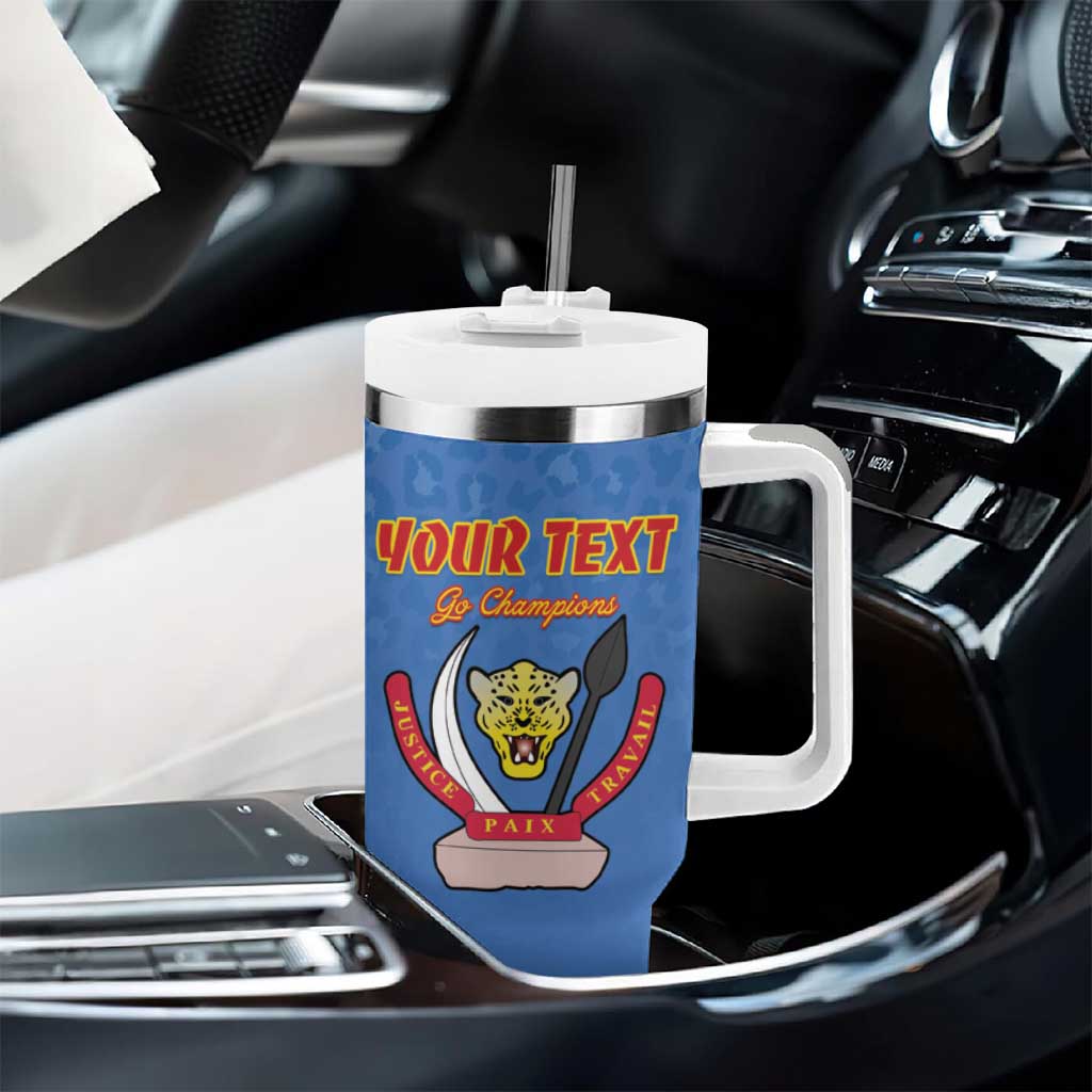Custom DR Congo Football Tumbler With Handle Allez Les Léopards - African Pride