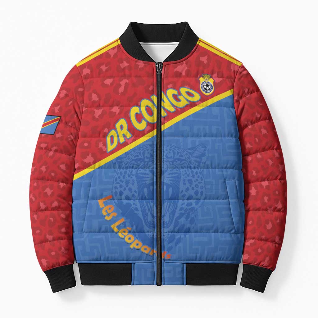Custom DR Congo Football Bomber Puffer Jacket Allez Les Léopards