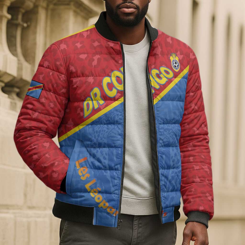 Custom DR Congo Football Bomber Puffer Jacket Allez Les Léopards