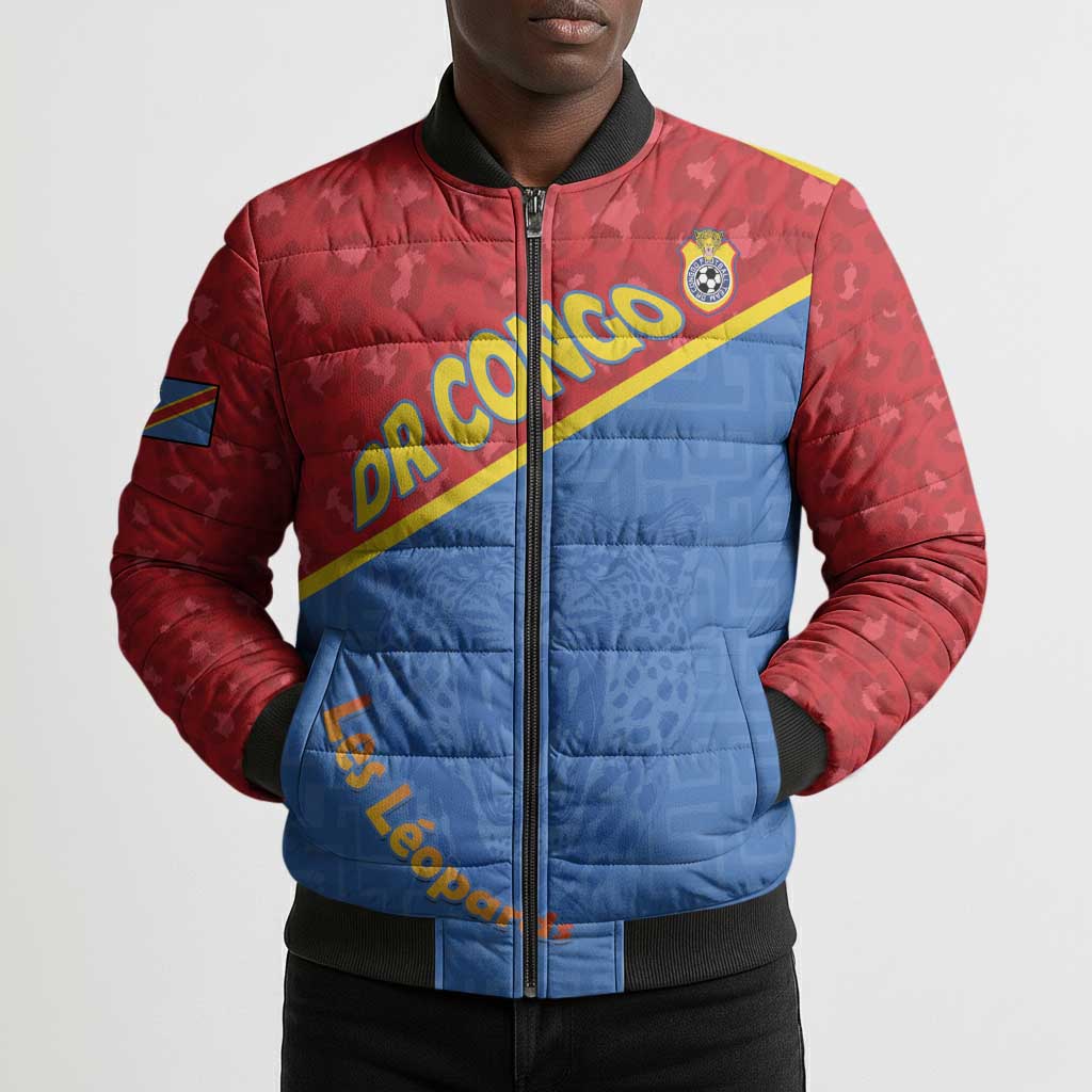 Custom DR Congo Football Bomber Puffer Jacket Allez Les Léopards