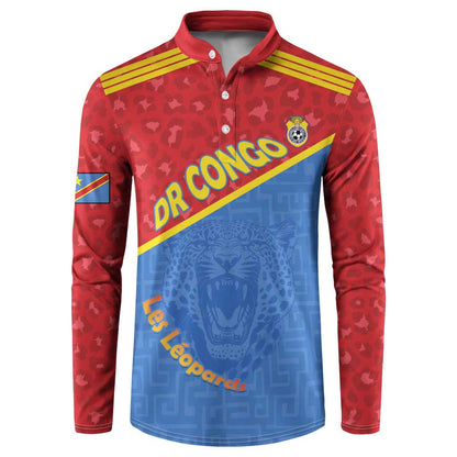 Custom DR Congo Football Button Sweatshirt Allez Les Léopards