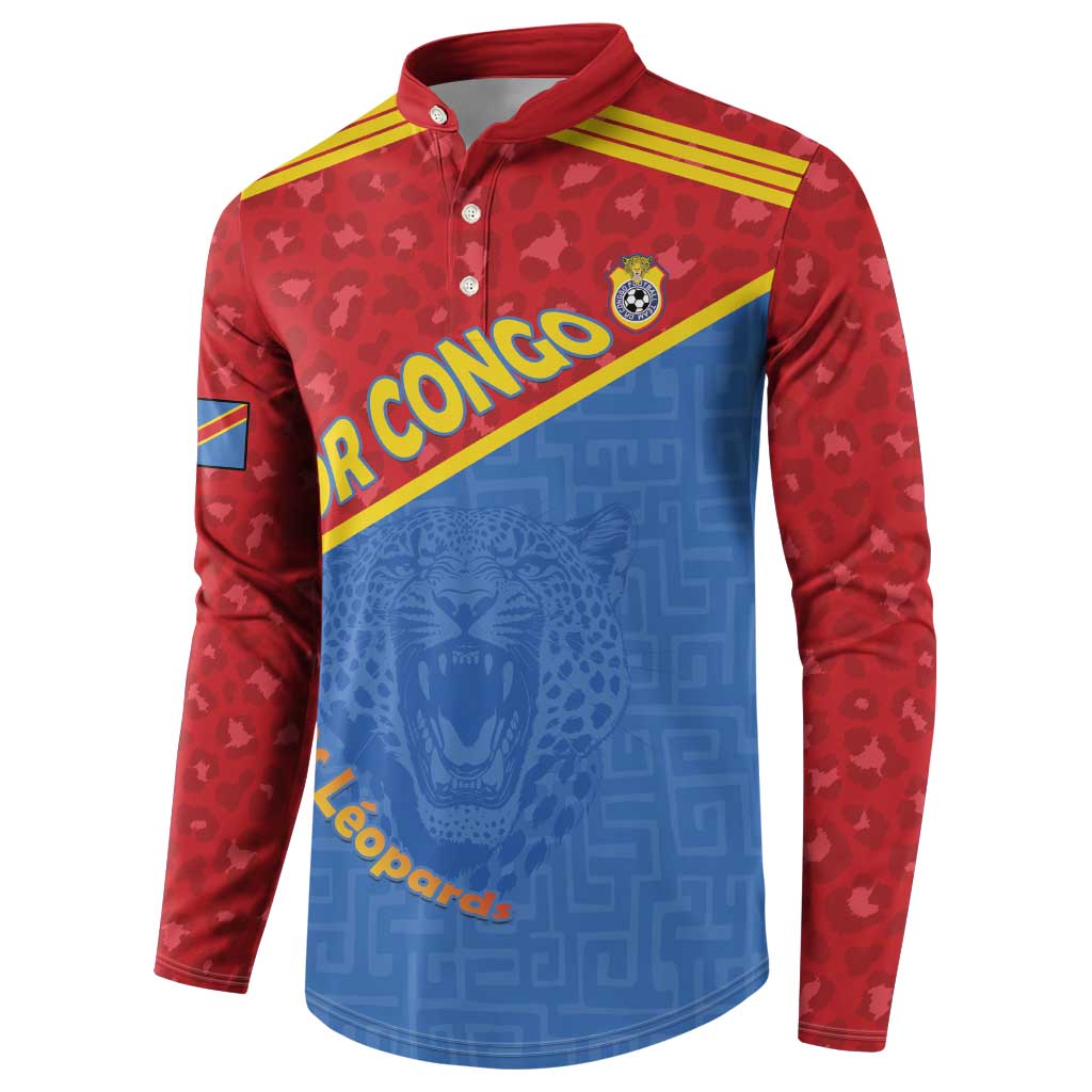 Custom DR Congo Football Button Sweatshirt Allez Les Léopards