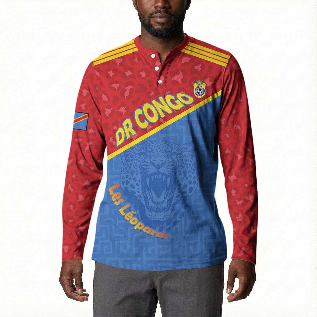 Custom DR Congo Football Button Sweatshirt Allez Les Léopards