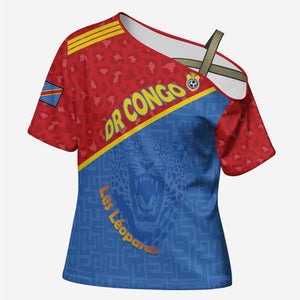 Custom DR Congo Football Cross Shoulder Shirt Allez Les Léopards