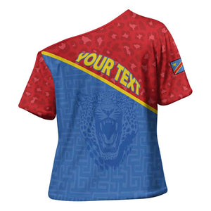 Custom DR Congo Football Cross Shoulder Shirt Allez Les Léopards