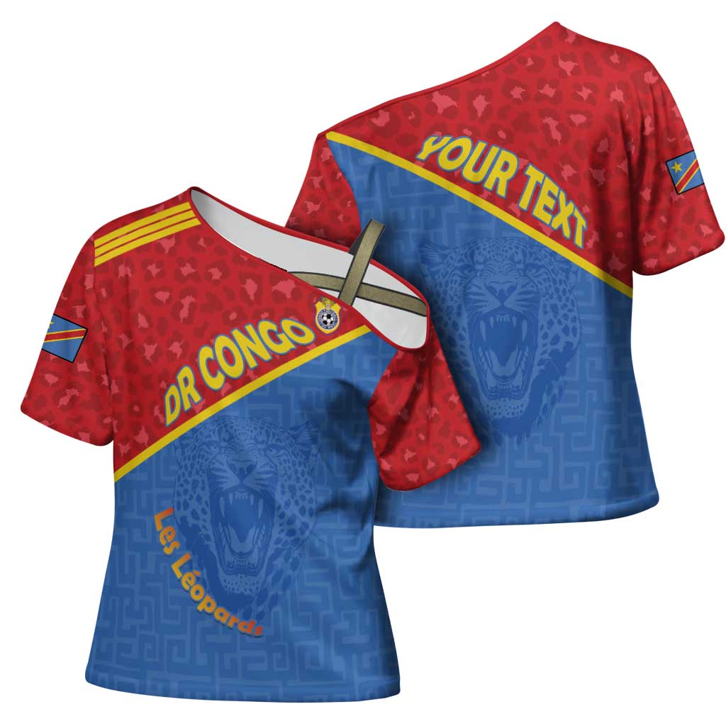 Custom DR Congo Football Cross Shoulder Shirt Allez Les Léopards