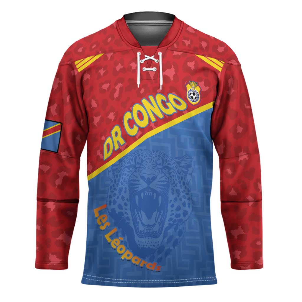 Custom DR Congo Football Hockey Jersey Allez Les Léopards