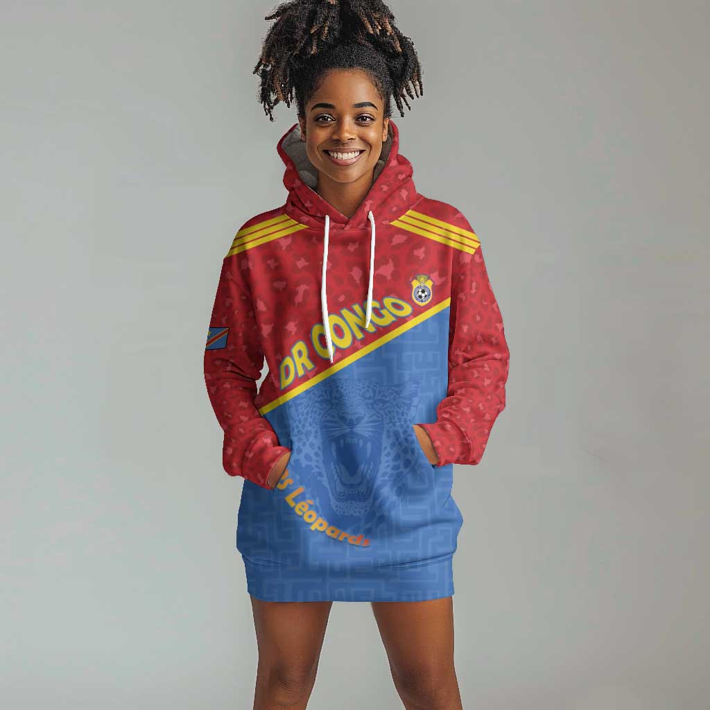 Custom DR Congo Football Hoodie Dress Go Champions - African Pride
